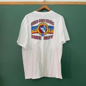 Vintage Y2K Cabo San Lucas Fire Department white t-shirt